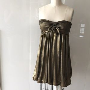Slinky metallic bubble strapless dress